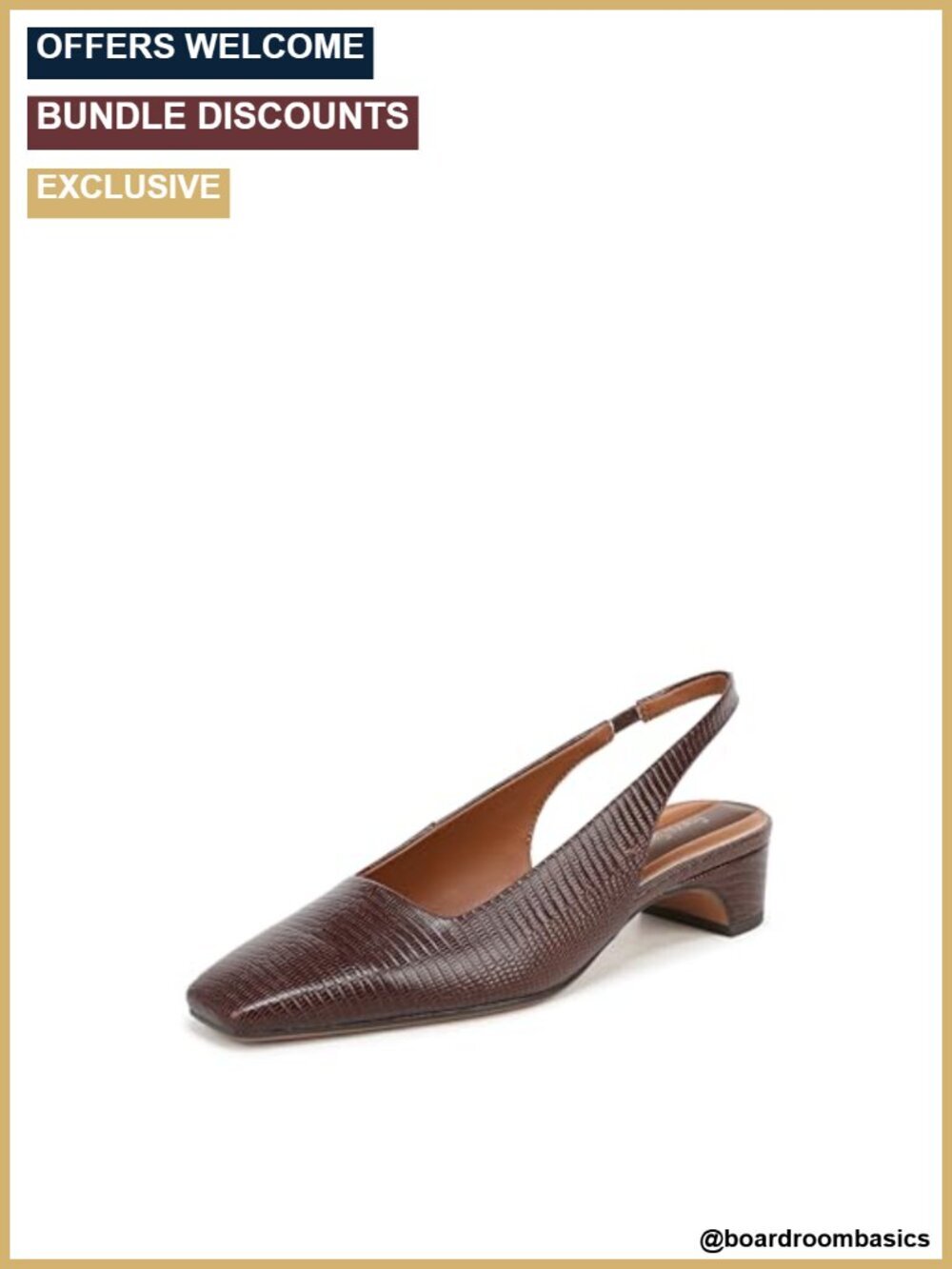 Red Leather Pumps with Block Heel - Square Toe Slingback